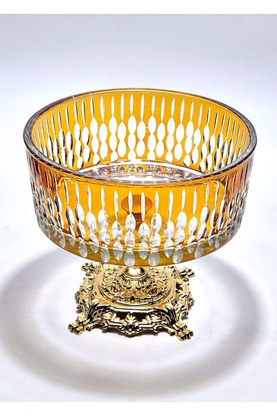 AKDEN Cut Decor Metal Foot Tableware Bowl