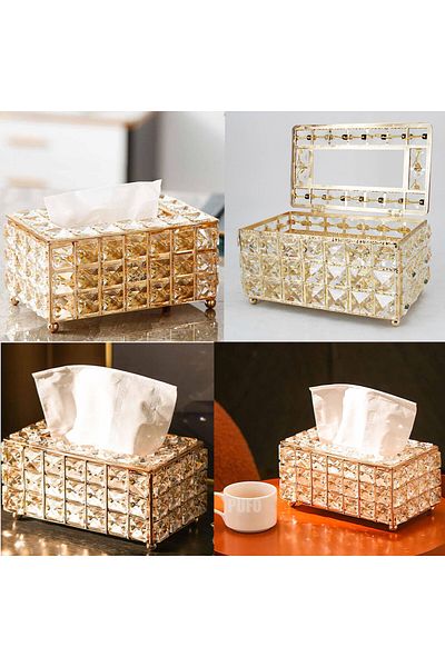 PUFO Cutie decorativă elegantă pentru șervețele metalice, 20 x 12 cm, aurie