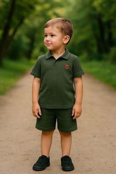 MeaShop Boys Short Sleeve Polo Neck Tshirt and Shorts Bottom Top Kids Set