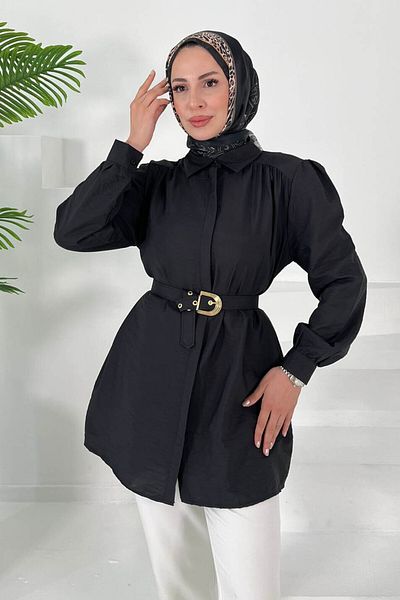 TOFİSA Belted Tunic Black - 27002