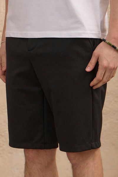BRACCAS Men's Elastic Waist Relaxed Cut Black Shorts