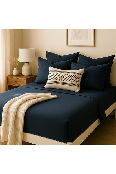 Prime Sleeks 100% Cotton Double Fitted Sheet Set – 160X200 cm Sheet - 2 Pillowcases