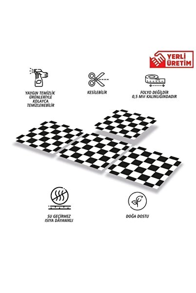 TİNK Kendinden Yapışkanlı Dama Desenli Pvc Karo 30x30 Cm (33 Adet) 3m2