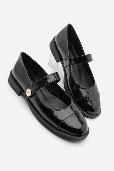 Marjin Dámské ležérní boty na suchý zip pro volný čas Valsey Black Lakovaná kůže