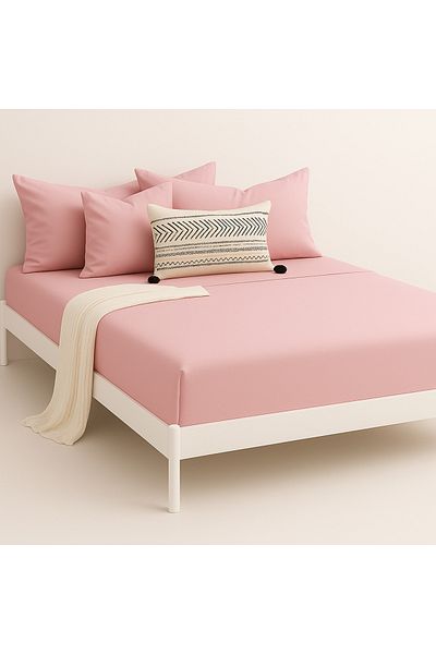 Prime Sleeks 100% Cotton Double Fitted Sheet Set – 160X200 cm Sheet - 2 Pillowcases