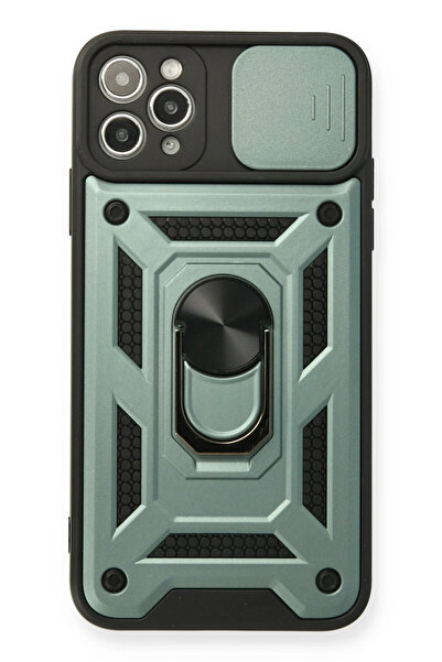 NewFace حافظة آيفون 11 برو ماكس من السيليكون مع حلقة عدسة بارس - أخضر SPTGL