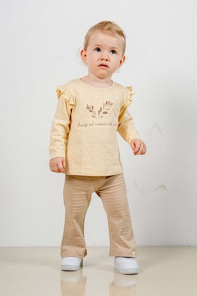 bombe Baby Kids Natural Cotton Embroidered 2-Piece Set Trend Fashion Bottom Top Set