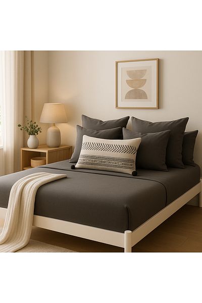 Prime Sleeks 100% Cotton Double Fitted Sheet Set – 160X200 cm Sheet - 2 Pillowcases