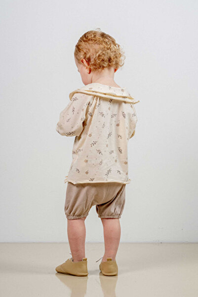 bombe Baby Kids Beige Cotton Shorts 2-Piece Comfortable Set Trend Fashion Bottom Top Set