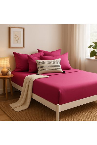 Prime Sleeks 100% Cotton Double Fitted Sheet Set – 160X200 cm Sheet - 2 Pillowcases