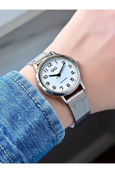 Q&Q Wicker Cord Silver Color Numeral Dial Women's Wristwatch