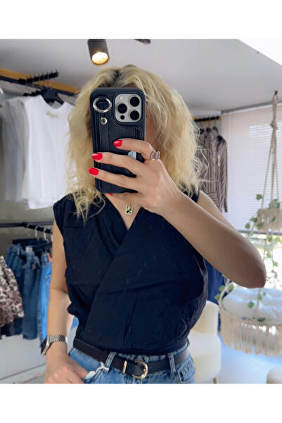 CemBebe Чорна блузка з еластичним поясом і застібкою-блискавкою