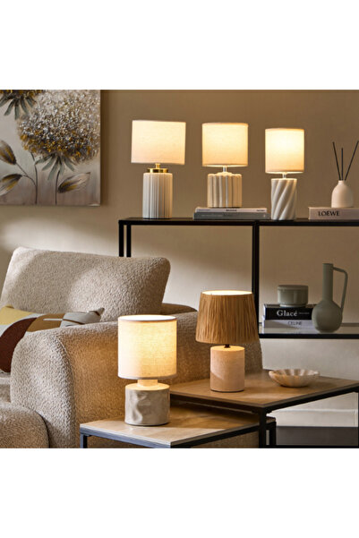 Home Box Emzie Ceramic Table Lamp with White Shade 32 cm