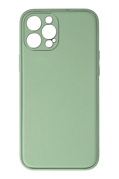 NewFace حافظة آيفون 12 برو من جلد كوكو وغطاء سيليكون - أخضر فاتح SPTGL