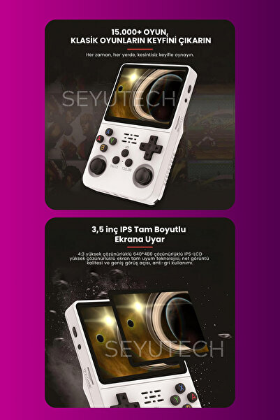 SEYUTECH R36S Oyun Konsolu Yeni Nesil El Atarisi 64GB 15.000+ Oyun 3.5inç HD Ekran