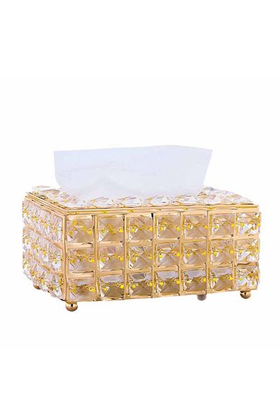 PUFO Cutie decorativă elegantă pentru șervețele metalice, 20 x 12 cm, aurie