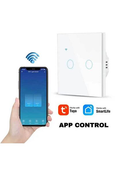 CLASSLIGHTS Întrerupător inteligent cu atingere dublă, alb, Wifi, 10a, control vocal, Smart Life / Tuya, LED
