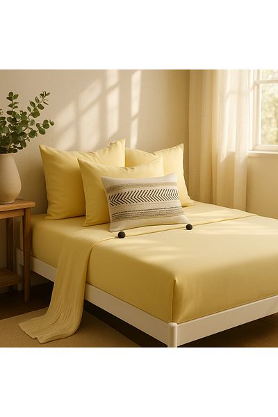 Prime Sleeks 100% Cotton Double Fitted Sheet Set – 160X200 cm Sheet - 2 Pillowcases