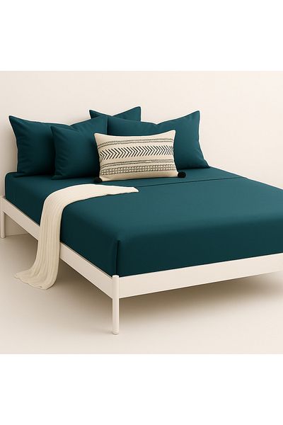 Prime Sleeks 100% Cotton Double Fitted Sheet Set – 160X200 cm Sheet - 2 Pillowcases