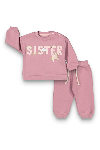 baby flamindo KIZ ÜÇ İPLİK SISTER BASKILI BEBEK TAKIM