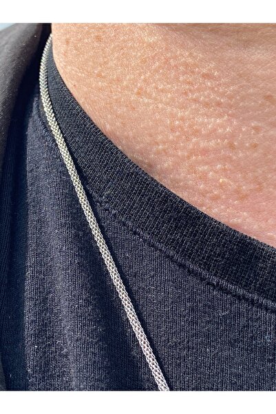 kurukafagift سلسلة قلادة رجالي استيل موديل اسطوانة لون فضي 60 سم