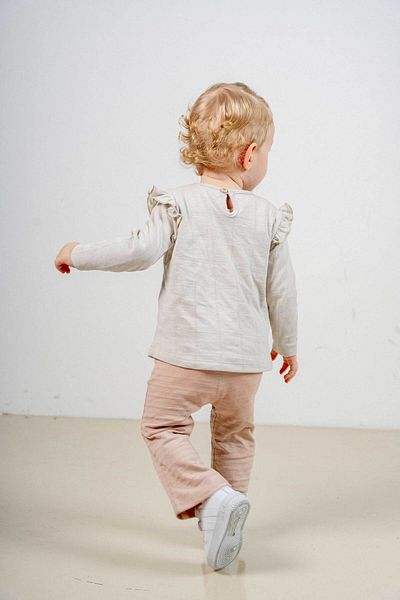 bombe Girl Boy Gray Baby Kids Natural Cotton Embroidered 2-Piece Set Trend Fashion Bottom Top Set