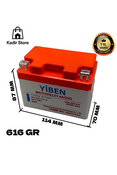 Yiben Motorsiklet Aküsü Lityum 12v/4ah-14ah Tüm Modellere Uyumlu - 2 Yıl Gara...