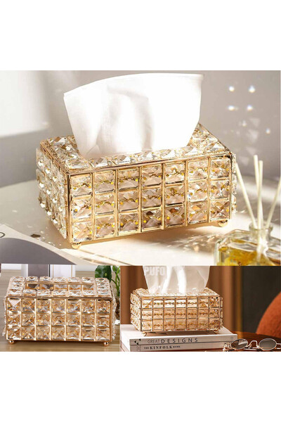 PUFO Ellegant decorative metal napkin box, 20 x 12 cm, gold