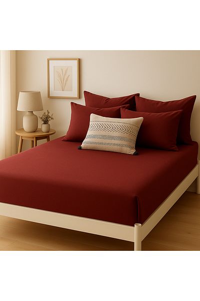 Prime Sleeks 100% Cotton Double Fitted Sheet Set – 160X200 cm Sheet - 2 Pillowcases
