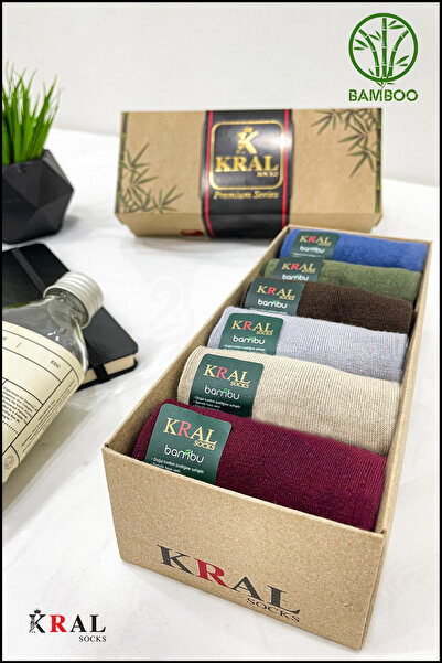 KRAL SOCKS Men's Socks 6 Pairs Seamless Summer Bamboo Short Booties Set (Gift Boxed)