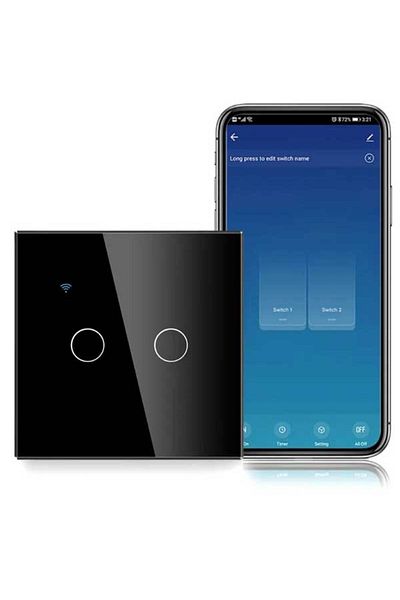 CLASSLIGHTS Întrerupător inteligent cu atingere dublă, negru, Wifi, 10a, control vocal, Smart Life / Tuya, LED
