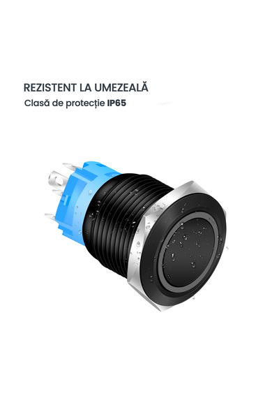 CLASSLIGHTS Black Push Button 19mm with Latching and Red LED, ElectroAZ