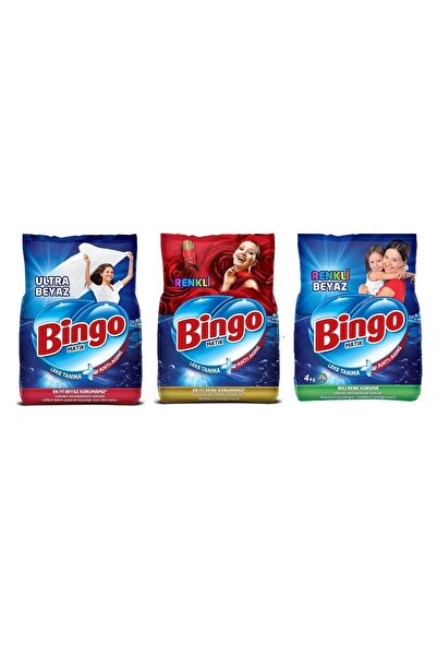 Bingo Matik 4 kg 3 lü Karma Paket (Ultra Beyaz-Renkli-Renkli Beyaz)