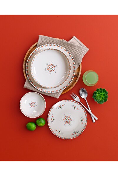 Güral Porselen Flow Premium Özel Seri 24 Parça 6 Kişilik Bone Yemek Takımı ( ...