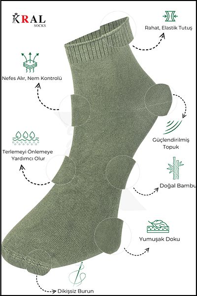 KRAL SOCKS Комплект от 6 мъжки чорапи, безшевни летни къси ботуши от бамбук (в подаръчна кутия)