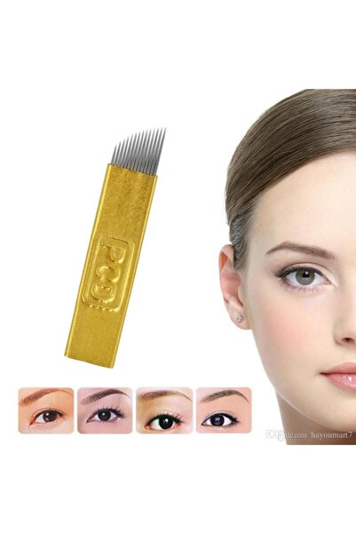 Jewval Mikrobleyding Microblading Mikroblading Kalıcı Kaş Makyaj Iğnesi 14 Pin Pcd 10 Adet