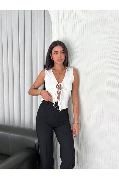 Noa Noa Μπλούζα Crop από Micro ύφασμα με δεμένο μοτίβο μπροστά