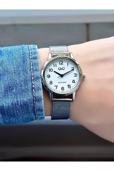 Q&Q Wicker Cord Silver Color Numeral Dial Women's Wristwatch
