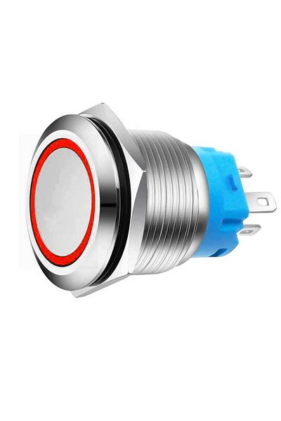 CLASSLIGHTS Buton de acționare 22mm cu reținere, 12-24V, LED roșu, mufă inclusă, ElectroAZ