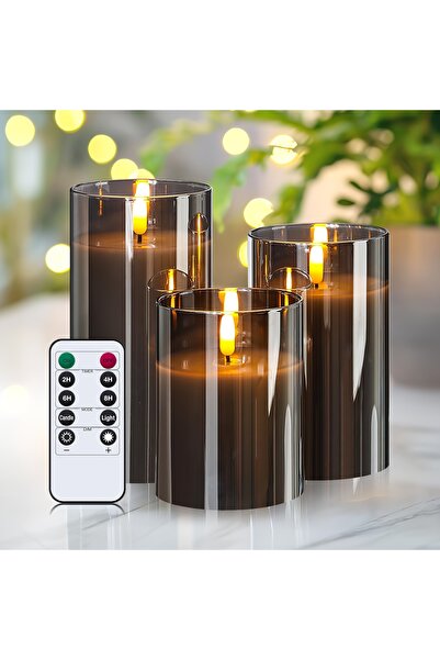 Genel Markalar Dekoratif Kumandalı LED Mum Seti – 3 Parça, Akrilik Gövde, Pil...