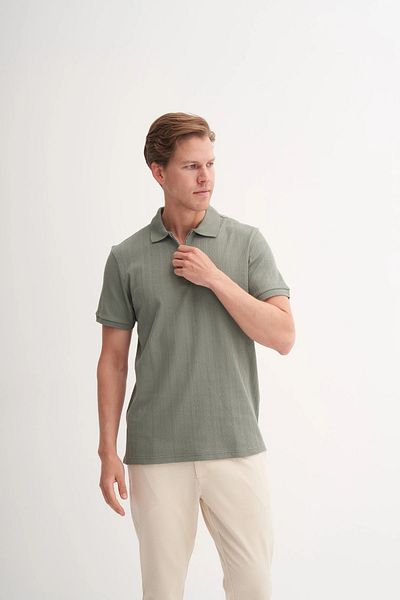 Cazador Μπλουζάκι Polo Neck Regular Fit Cotton Textured T-Shirt 4122