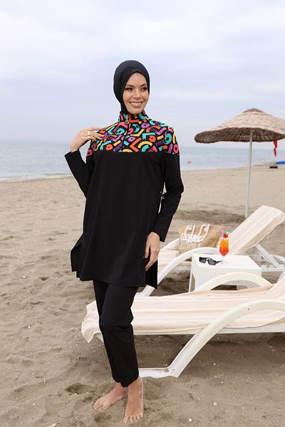 İYİBU Women's 4-Piece Hijab Swimsuit Set – Athlete's Lycra, Water Repellent, Quick Dry Full Covered Swimsuit