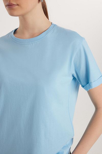 Tudors Tricou albastru cu mânecă scurtă, 100% bumbac, cu croială relaxată, cu decolteu rotund
