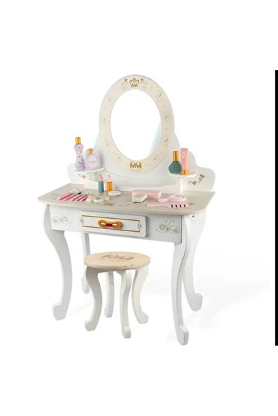 Generic Girls' Dressing Table Set With Mirror, Chair And Accessories