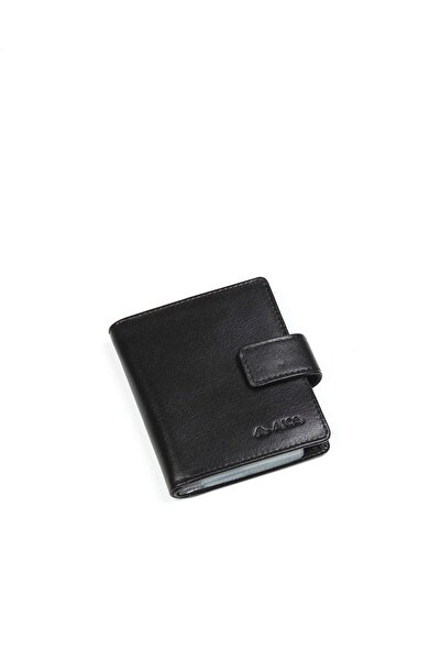 Aka Deri Black Leather Card Holder Wallet - 018 1