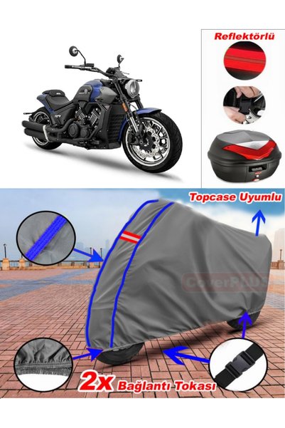 CoverPlus Blue Stitched Gray Rks C1002 V Tarpaulin Topcase Rear Bag Compatibl...