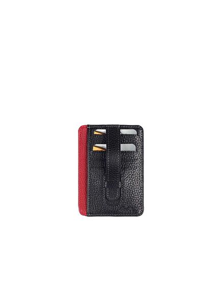 Aka Black Red Leather Card Holder Wallet - 030 2/8