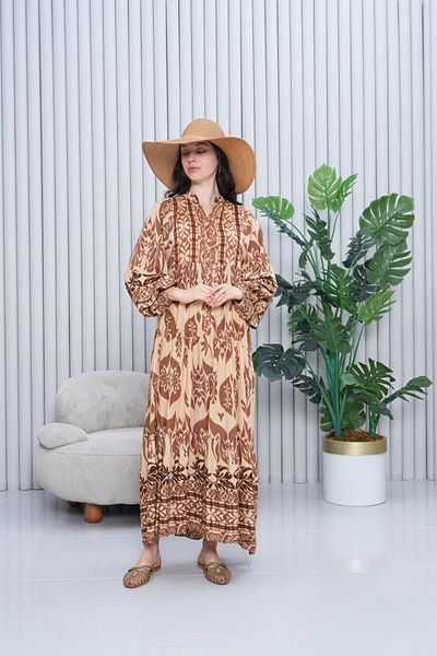 My Blog Stone Balloon Sleeve Plus Size Dress - 3002 - 2