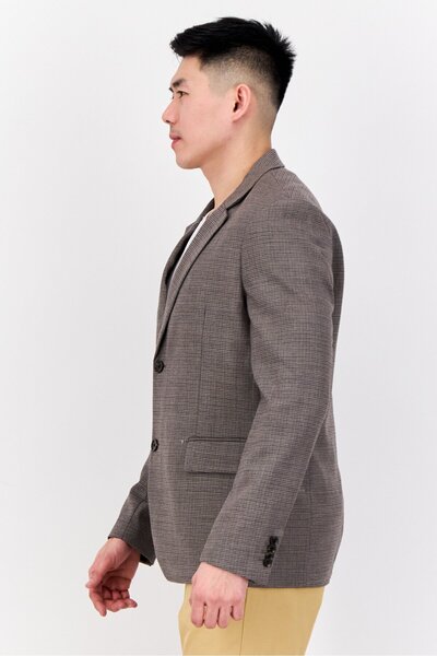 Esprit Men Regular Fit Hounds Tooth Printed Semi-Formal Blazer, Multicolor