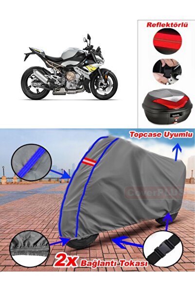 CoverPlus أزرق مخيط رمادي Bmw S 1000 R قماش القماش الخلفي Topcase متوافق مع ا...